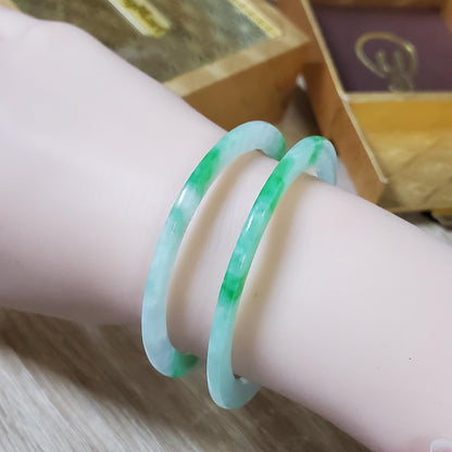 High Quality 48–72mm Natural-Colour Jade Cert No. B White Green YingMart Jadeite Bangle Burmese Gift for Her Sister Mother Grandma