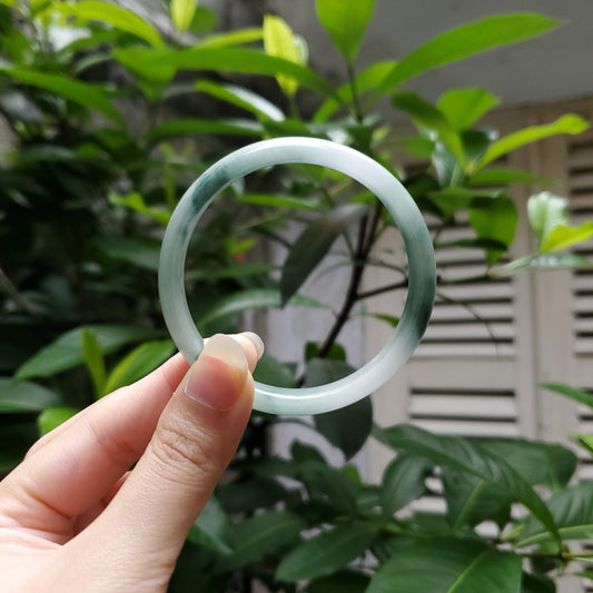 YingMart 48–72mm Jadeite Jade White Green Black Veins Bangle Gift for Her Mom Sister Grandma Personalized Bracelets