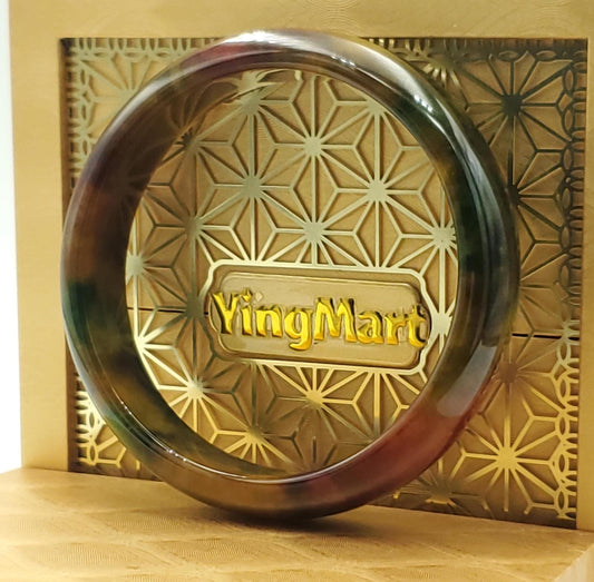 High Quality 48–72mm Jadeite Jade Orange Yellow Green Black Veins Bangle Bracelets Gift for Her Mom Grandma Feng Shui Personalized Jewelry