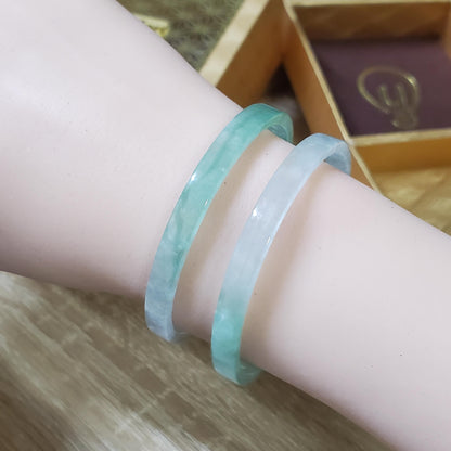 High Quality 48–72mm Jadeite Jade Green White Bangle Bracelets Gift for Her Mom Grandma Feng Shui Personalized Jewelry