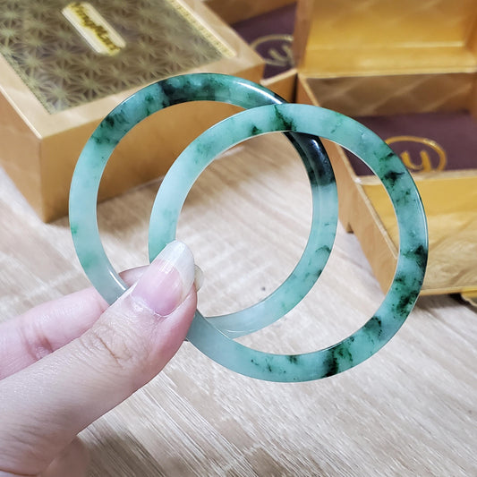 High Quality 48–72mm Natural-Colour Jade White Green Black Spot Bangle Gift for Her Mom Grandma Feng Shui Personalized Jewelry