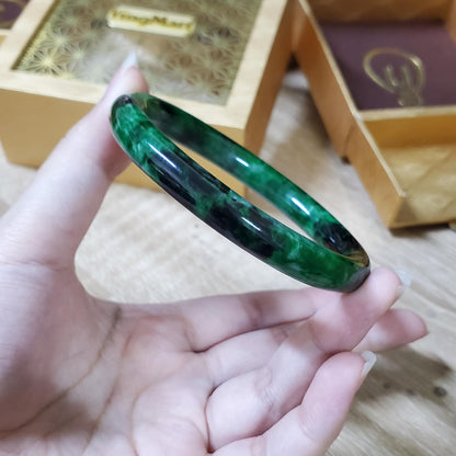 High Quality 48–72mm Jadeite Jade Green to Dark Green YingMart Bangle Bracelets Burmese Gift for Her Grandmother Sister Mom Mens Feng Shui