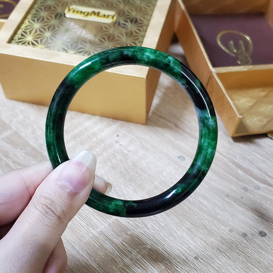 High Quality 48–72mm Jadeite Jade Green to Dark Green YingMart Bangle Bracelets Burmese Gift for Her Grandmother Sister Mom Mens Feng Shui