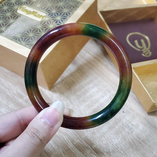 High Quality 48–72mm Jadeite Jade Yellow Green Black Brown Spot YingMart Bangle Bracelets Gift for Her Feng Shui Grandma Sister