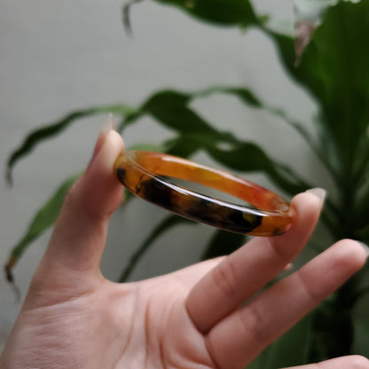 High Quality 48–72mm Jadeite Jade Yellow Black Veins YingMart Bangle Bracelets Gift for Her Mom Feng Shui Grandma Sister