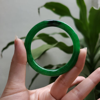High Quality 48–72mm Jadeite Jade Green Black Spot YingMart Bangle Bracelets Gift for Her Mom Feng Shui Grandma Sister