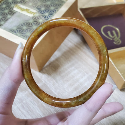 High Quality 48–72mm Jadeite Jade Orange YingMart Bangle Bracelets Gift for Her Mom Feng Shui Grandma Sister Mens