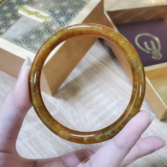 High Quality 48–72mm Jadeite Jade Orange YingMart Bangle Bracelets Gift for Her Mom Feng Shui Grandma Sister Mens