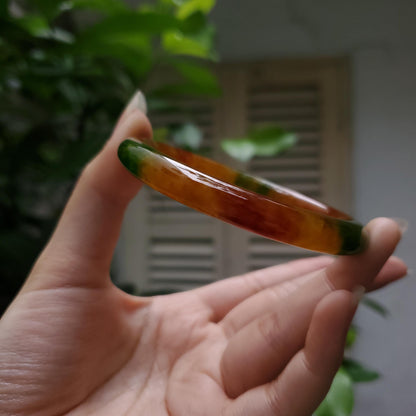 High Quality 48–72mm Jadeite Jade Yellow Green Spot YingMart Bangle Bracelets Gift for Her Mom Feng Shui Grandma Sister Mens