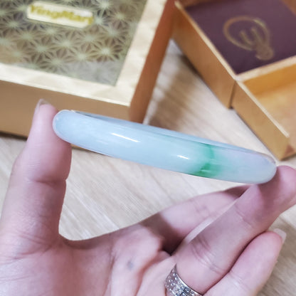High Quality 48–72mm Natural-Colour Jade White Green Floating Veins YingMart Bangle Bracelets Gift for Her Grandmother Sister Mens