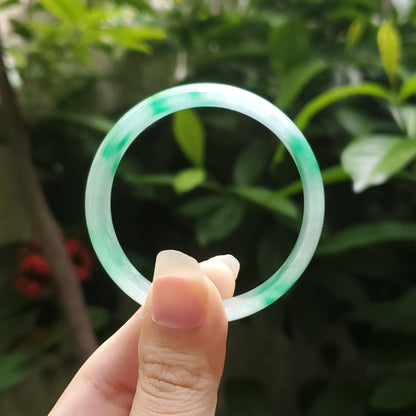 Baby Size 45–47mm Jadeite Jade White Green YingMart Bangle Bracelets Burmese Gift for Her Grandma Mother Sister Mens Feng Shui Personalized