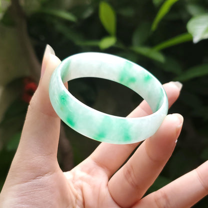 Baby Size 45–47mm Jadeite Jade White Green YingMart Bangle Bracelets Burmese Gift for Her Grandma Mother Sister Mens Feng Shui Personalized