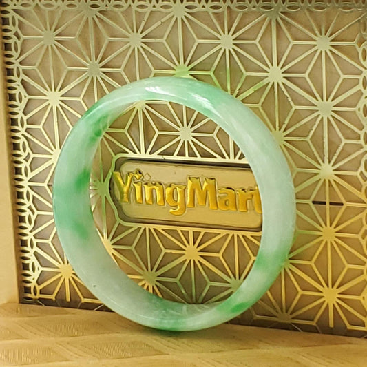 Baby Size 45–47mm Jadeite Jade White Green YingMart Bangle Bracelets Burmese Gift for Her Grandma Mother Sister Mens Feng Shui Personalized