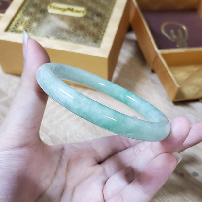 High Quality 48–72mm Natural-Colour Jade White to Light Green YingMart Bangle Jadeite Gift for Her Mom Mens Grandma Sister Feng Shui