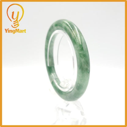 Yingmart 51mm PNJ Certified Natural Color Grey White Natural Jadeite Jade Bangle Bracelet, Real Gemstone, Gift for Her Mom Grandma Sister