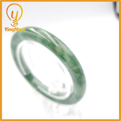 Yingmart 51mm PNJ Certified Natural Color Grey White Natural Jadeite Jade Bangle Bracelet, Real Gemstone, Gift for Her Mom Grandma Sister