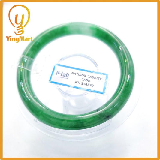 Yingmart 53mm PNJ Certified Natural Color Grey White Natural Jadeite Jade Bangle Bracelet, Real Gemstone, Gift for Her Mom Grandma Sister