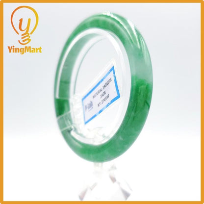 Yingmart 53mm PNJ Certified Natural Color Grey White Natural Jadeite Jade Bangle Bracelet, Real Gemstone, Gift for Her Mom Grandma Sister