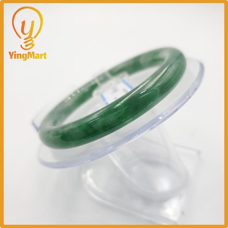 Yingmart 53mm PNJ Certified Natural Color Grey White Natural Jadeite Jade Bangle Bracelet, Real Gemstone, Gift for Her Mom Grandma Sister