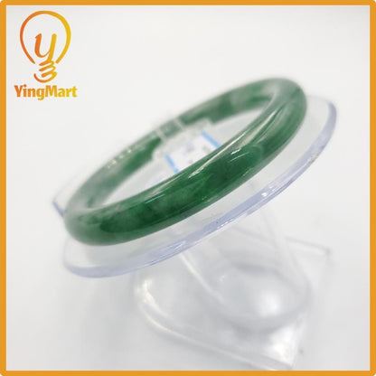 Yingmart 53mm PNJ Certified Natural Color Grey White Natural Jadeite Jade Bangle Bracelet, Real Gemstone, Gift for Her Mom Grandma Sister
