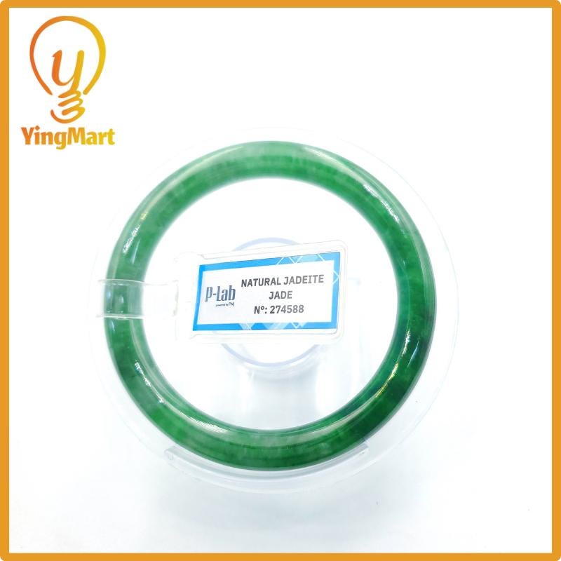 Yingmart 53mm PNJ Certified Natural Color Grey White Natural Jadeite Jade Bangle Bracelet, Real Gemstone, Gift for Her Mom Grandma Sister