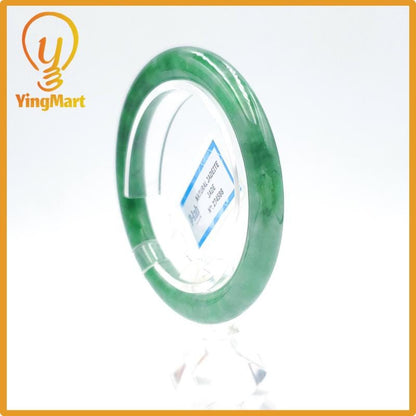 Yingmart 53mm PNJ Certified Natural Color Grey White Natural Jadeite Jade Bangle Bracelet, Real Gemstone, Gift for Her Mom Grandma Sister