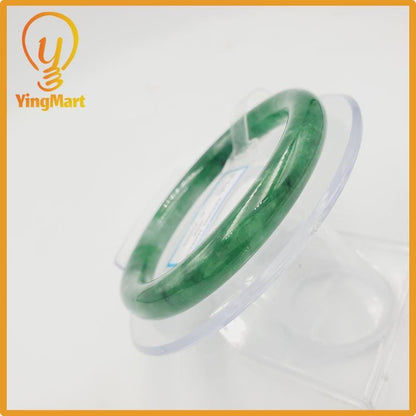 Yingmart 53mm PNJ274595 Certified Natural Color Grey White Natural Jadeite Jade Bangle Bracelet, Real Gemstone, Gift for Mom Grandma Sister