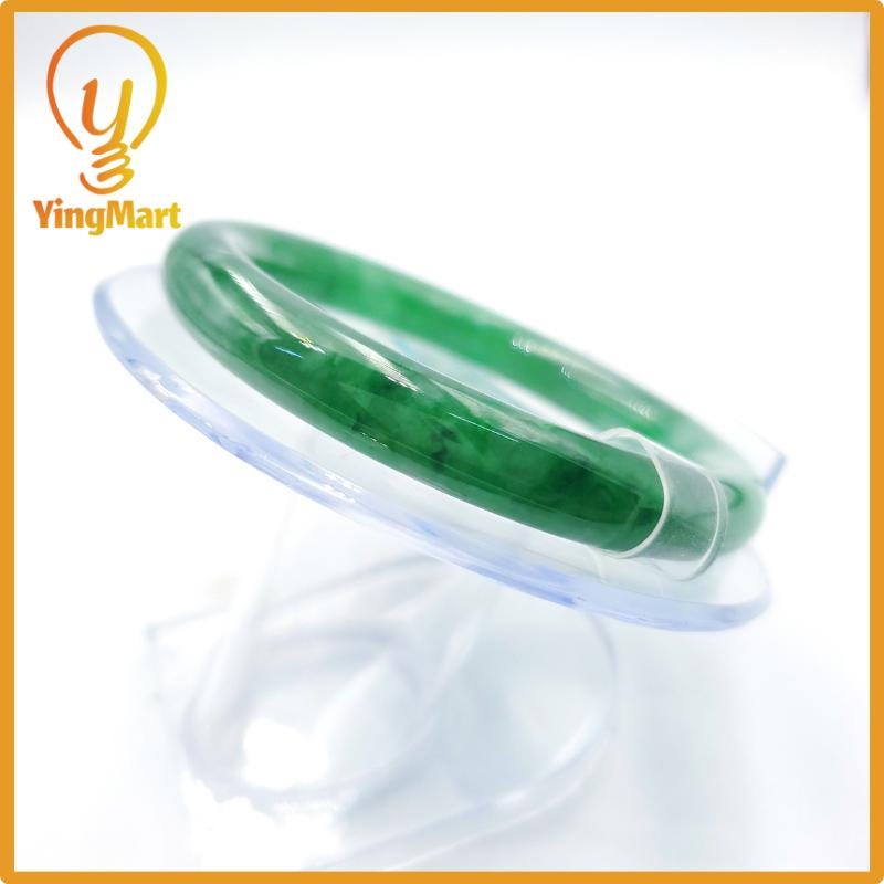 Yingmart 57mm natural green jadeite jade bangle bracelet, real gemstone, vintage jewelry, gift for her, accessories