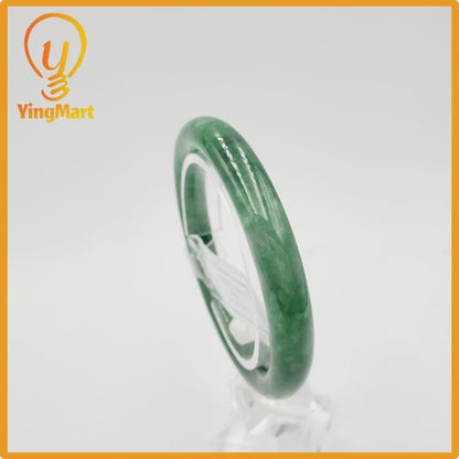 Yingmart 52mm PNJ274596 Certified Natural Color Grey White Natural Jadeite Jade Bangle Bracelet, Real Gemstone, Gift for Mom Grandma Sister