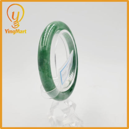 Yingmart 52mm PNJ274596 Certified Natural Color Grey White Natural Jadeite Jade Bangle Bracelet, Real Gemstone, Gift for Mom Grandma Sister