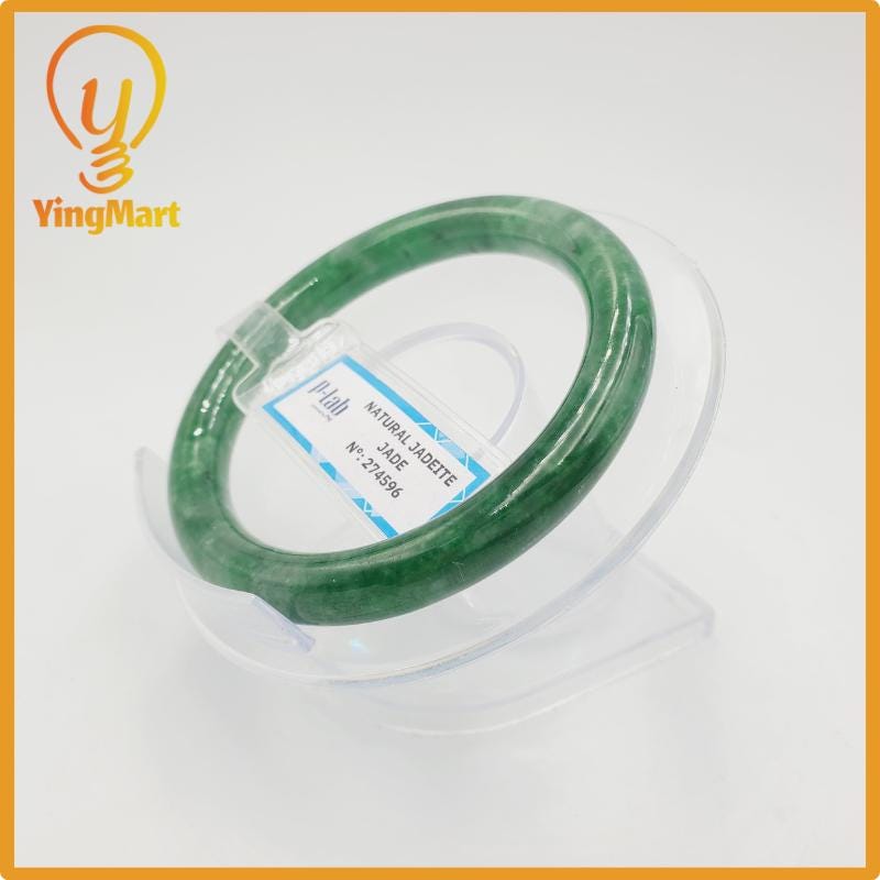 Yingmart 52mm PNJ274596 Certified Natural Color Grey White Natural Jadeite Jade Bangle Bracelet, Real Gemstone, Gift for Mom Grandma Sister