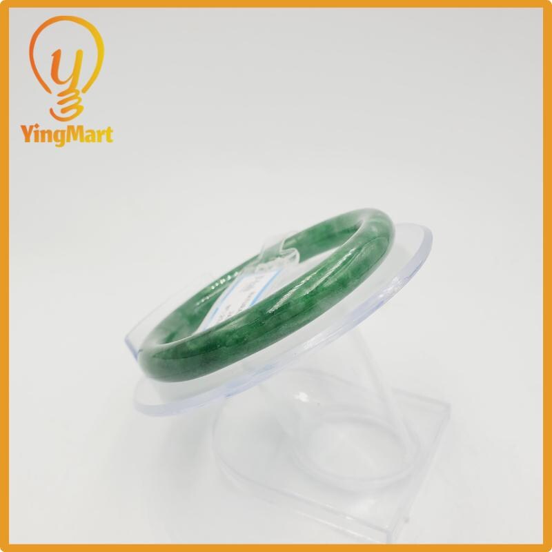 Yingmart 52mm PNJ274596 Certified Natural Color Grey White Natural Jadeite Jade Bangle Bracelet, Real Gemstone, Gift for Mom Grandma Sister