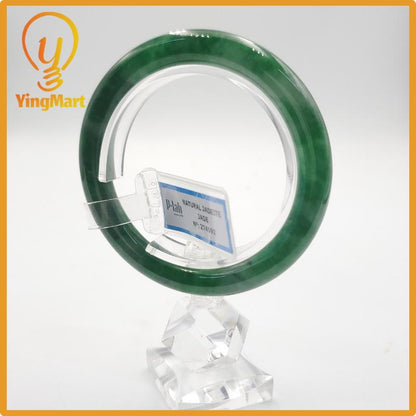 Yingmart 53mm PNJ274592 Certified Natural Color Grey White Natural Jadeite Jade Bangle Bracelet, Real Gemstone, Gift for Mom Grandma Sister