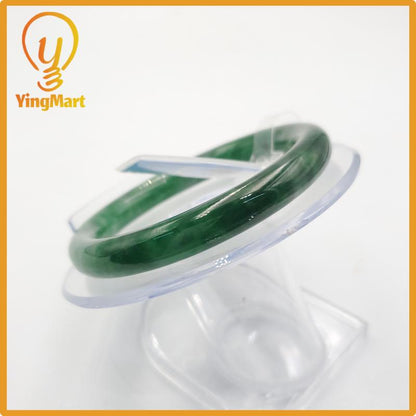 Yingmart 53mm PNJ274592 Certified Natural Color Grey White Natural Jadeite Jade Bangle Bracelet, Real Gemstone, Gift for Mom Grandma Sister