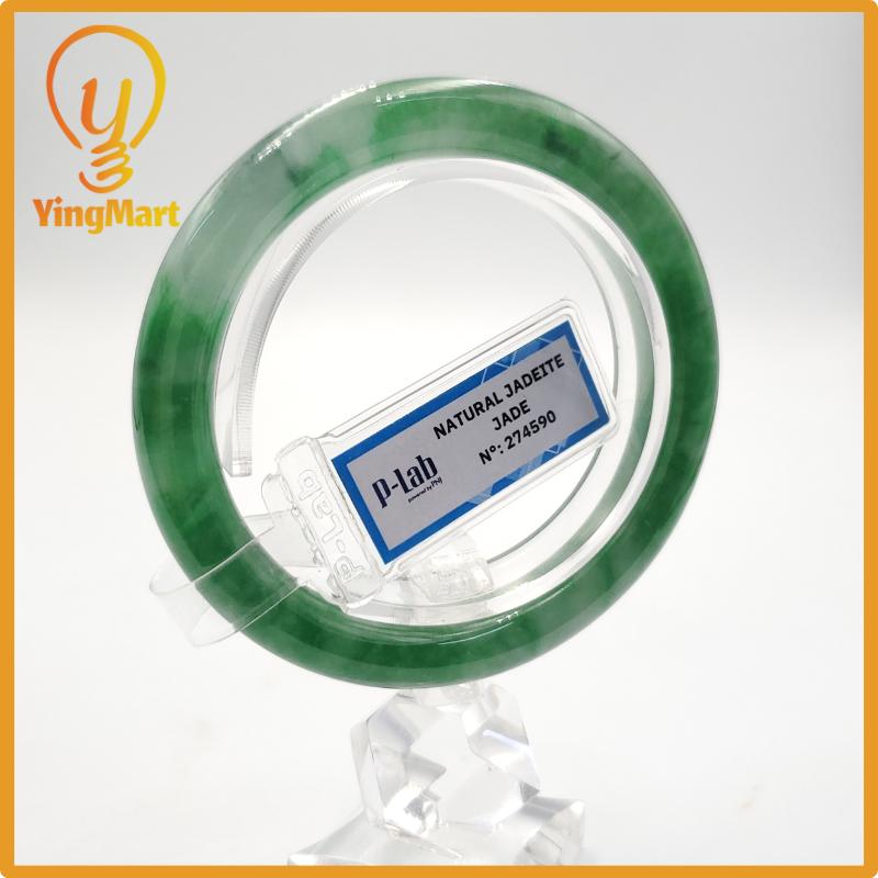 Yingmart 53mm PNJ274590 Certified Natural Color Grey White Natural Jadeite Jade Bangle Bracelet, Real Gemstone, Gift for Mom Grandma Sister