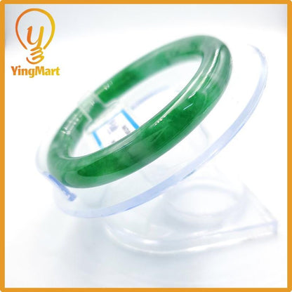 Yingmart 50mm PNJ Certified Natural Color Grey White Natural Jadeite Jade Bangle Bracelet, Real Gemstone, Gift for Her Mom Grandma Sister