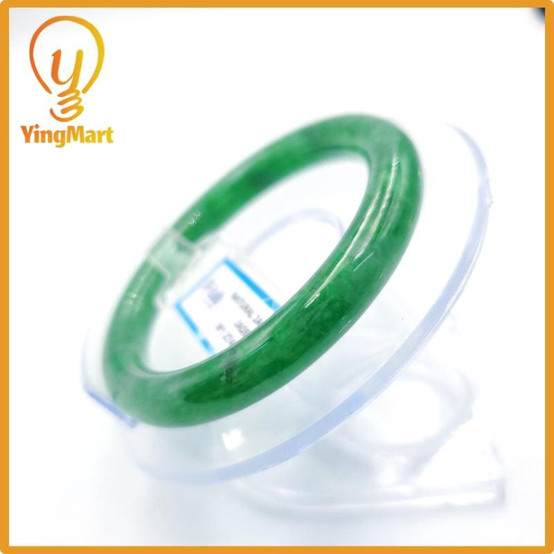 Yingmart 51mm PNJ Certified Natural Color Grey White Natural Jadeite Jade Bangle Bracelet, Real Gemstone, Gift for Her Mom Grandma Sister