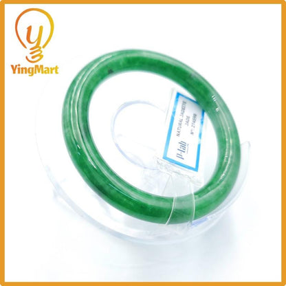 Yingmart 51mm PNJ Certified Natural Color Grey White Natural Jadeite Jade Bangle Bracelet, Real Gemstone, Gift for Her Mom Grandma Sister