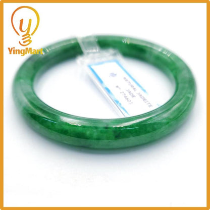 Yingmart 51mm PNJ Certified Natural Color Grey White Natural Jadeite Jade Bangle Bracelet, Real Gemstone, Gift for Her Mom Grandma Sister