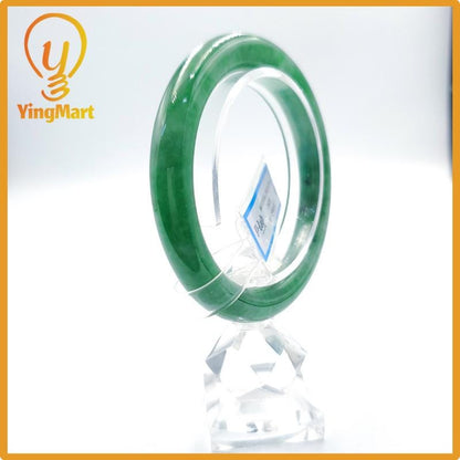 Yingmart 53mm PNJ274600 Certified Natural Color Grey White Natural Jadeite Jade Bangle Bracelet, Real Gemstone, Gift for Mom Grandma Sister