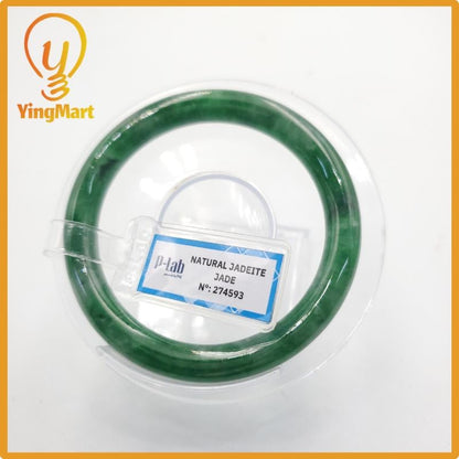 Yingmart 53mm PNJ274593 Certified Natural Color Grey White Natural Jadeite Jade Bangle Bracelet, Real Gemstone, Gift for Mom Grandma Sister