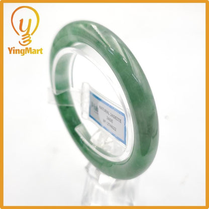 Yingmart 53mm PNJ274622 Certified Natural Color Grey White Natural Jadeite Jade Bangle Bracelet, Real Gemstone, Gift for Mom Grandma Sister