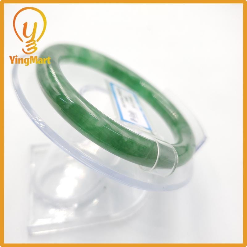 Yingmart 53mm PNJ274603 Certified Natural Color Grey White Natural Jadeite Jade Bangle Bracelet, Real Gemstone, Gift for Mom Grandma Sister