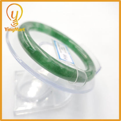 Yingmart 53mm PNJ274603 Certified Natural Color Grey White Natural Jadeite Jade Bangle Bracelet, Real Gemstone, Gift for Mom Grandma Sister