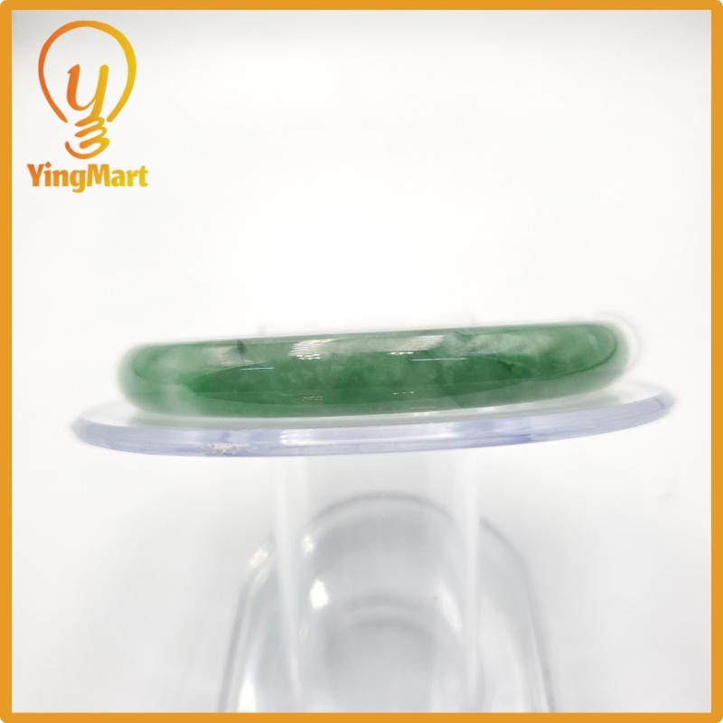 Yingmart 53mm PNJ274603 Certified Natural Color Grey White Natural Jadeite Jade Bangle Bracelet, Real Gemstone, Gift for Mom Grandma Sister