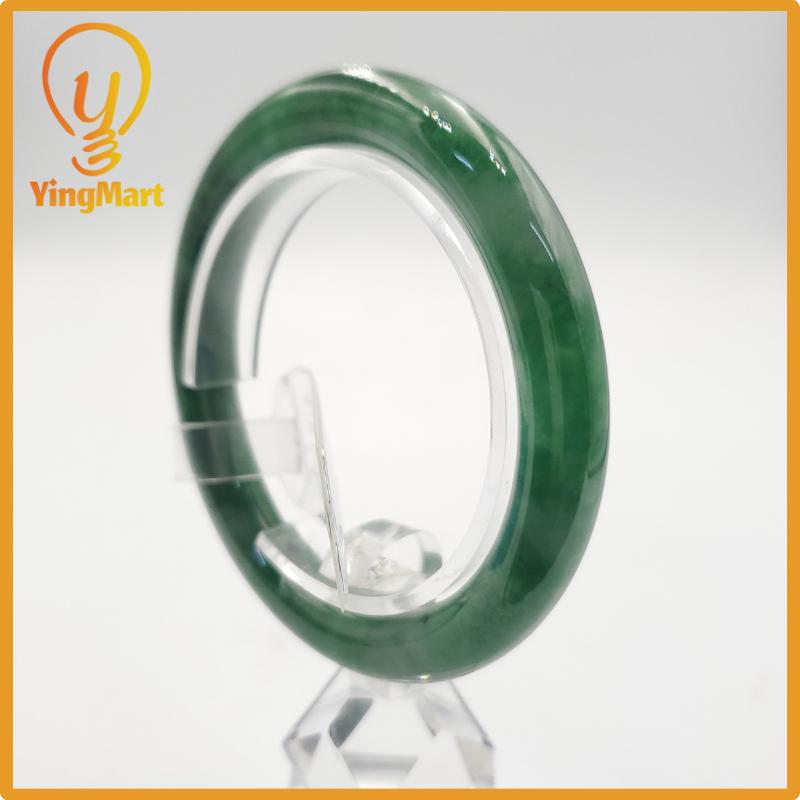 Yingmart 53mm PNJ274592 Certified Natural Color Grey White Natural Jadeite Jade Bangle Bracelet, Real Gemstone, Gift for Mom Grandma Sister