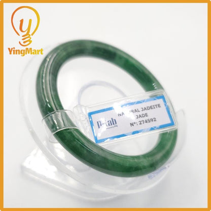 Yingmart 53mm PNJ274592 Certified Natural Color Grey White Natural Jadeite Jade Bangle Bracelet, Real Gemstone, Gift for Mom Grandma Sister