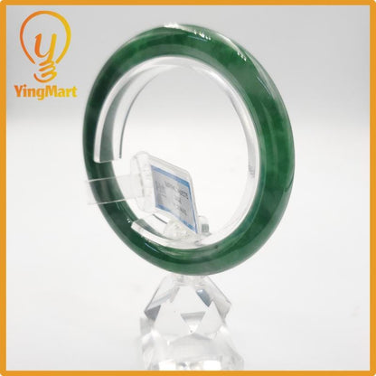 Yingmart 53mm PNJ274592 Certified Natural Color Grey White Natural Jadeite Jade Bangle Bracelet, Real Gemstone, Gift for Mom Grandma Sister