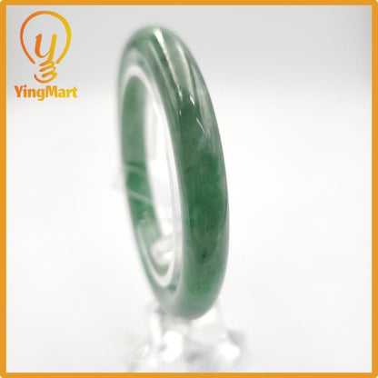 Yingmart 53mm PNJ274621 Certified Natural Color Grey White Natural Jadeite Jade Bangle Bracelet, Real Gemstone, Gift for Mom Grandma Sister