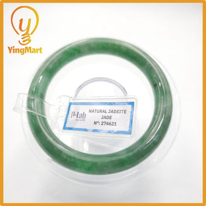 Yingmart 53mm PNJ274621 Certified Natural Color Grey White Natural Jadeite Jade Bangle Bracelet, Real Gemstone, Gift for Mom Grandma Sister